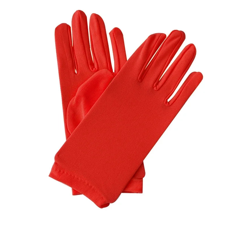 Woman Gloves for Summer Satin Sunscreen Female Thin Solid Color Ceremonial Performance Dance Breathable Driving Gloves