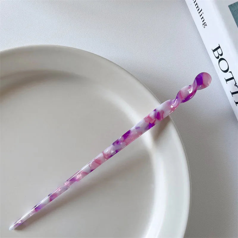 Vintage Chinese Style Hair Sticks for Women Girls Fashion Acetate Chopstick Shaped Hair Clips Pins Jewelry Hair Accessories