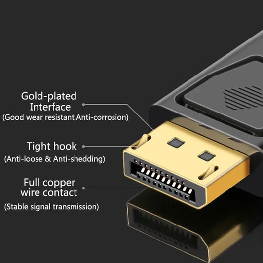 DP to Male to Female Converter 4K Display Port to -Compatible Adapter Video Audio HD Cable for PC TV Laptop Projector