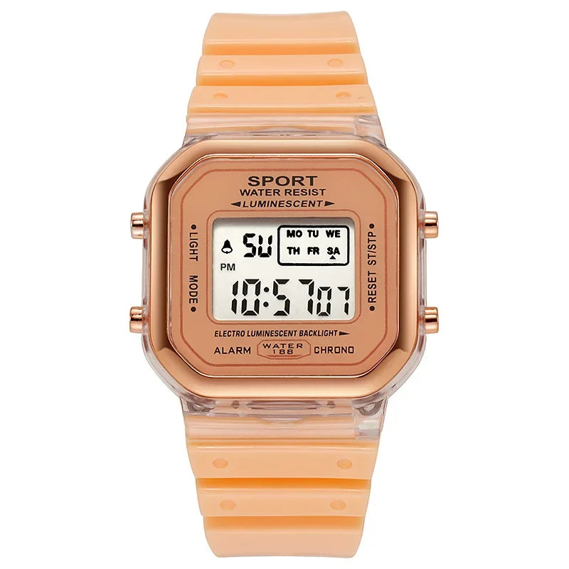 Fashion Brand Student Transparent Electronic Watch Candy Multicolor LED Ladies Sports Waterproof Wirstwatch Clock Gift relógio