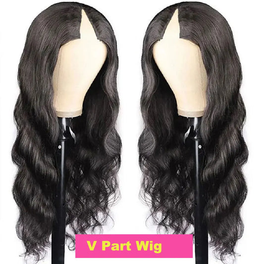 U V Part Wig Human Hair 100% Remy Raw Human Hair 32 34 Inch 250% No Glue Brazilian Loose Wavy V Part Human Hair Wigs for Women