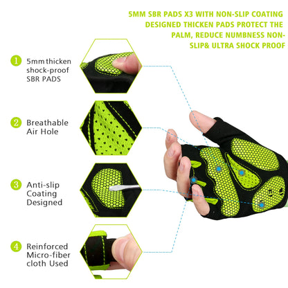 MOREOK Bike Gloves Breathable 5mm Gel Pads MTB Mountain Road Bicycle Gloves Shock-absorbing Half Finger Cycling Gloves Men Women