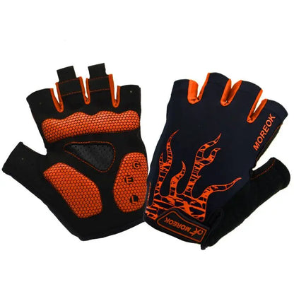 MOREOK Bike Gloves Breathable 5mm Gel Pads MTB Mountain Road Bicycle Gloves Shock-absorbing Half Finger Cycling Gloves Men Women