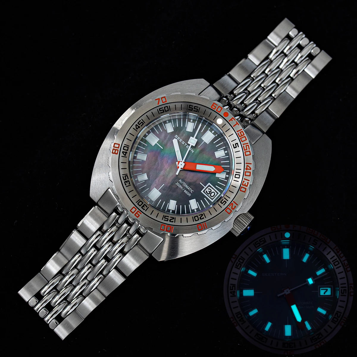 Top Brand Diver Watch Men SUB300T Automatic Mechanical Sapphire Glass Luminous Date 200m Turn Bracelet Seestern Wristwatch Retro