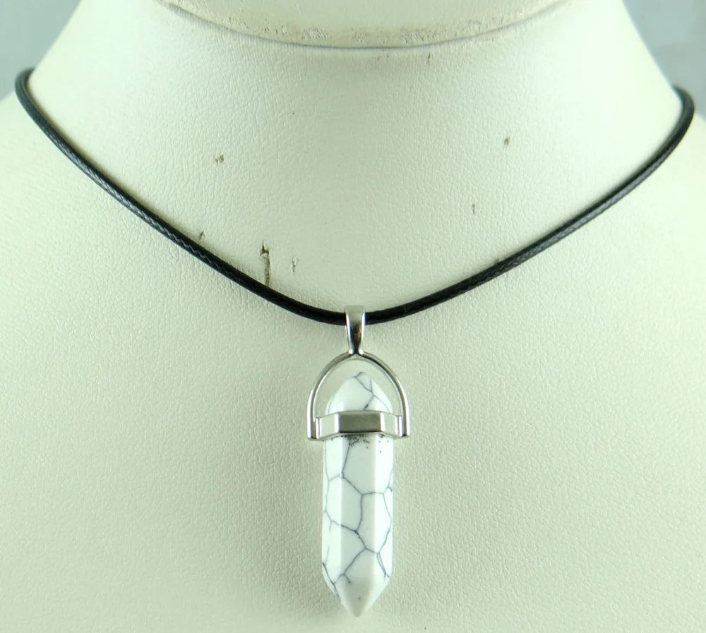 Natural stone Quartz crystal Turquoise tiger eye aventurine Hexagonal column pendulum Pendant for diy Jewelry making necklace