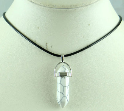 Natural stone Quartz crystal Turquoise tiger eye aventurine Hexagonal column pendulum Pendant for diy Jewelry making necklace