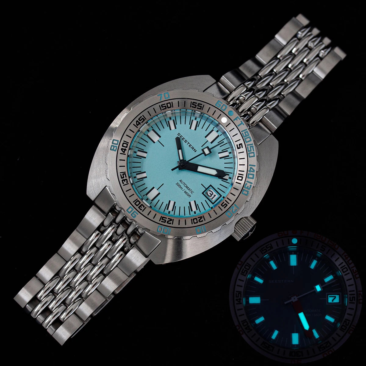 Top Brand Diver Watch Men SUB300T Automatic Mechanical Sapphire Glass Luminous Date 200m Turn Bracelet Seestern Wristwatch Retro