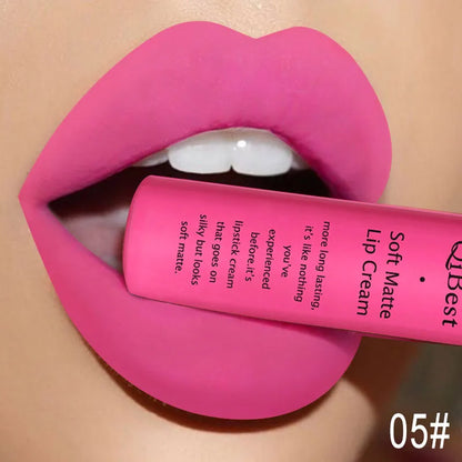 QIBEST Brand 34 Colors Waterproof Matte Nude Lipstick Lipkit Pigment Dark Red Black Long Lasting Lip Gloss Women Makeup Lipgloss