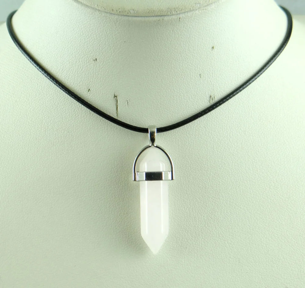 Natural stone Quartz crystal Turquoise tiger eye aventurine Hexagonal column pendulum Pendant for diy Jewelry making necklace