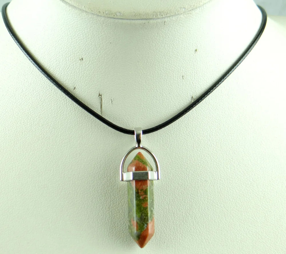 Natural stone Quartz crystal Turquoise tiger eye aventurine Hexagonal column pendulum Pendant for diy Jewelry making necklace
