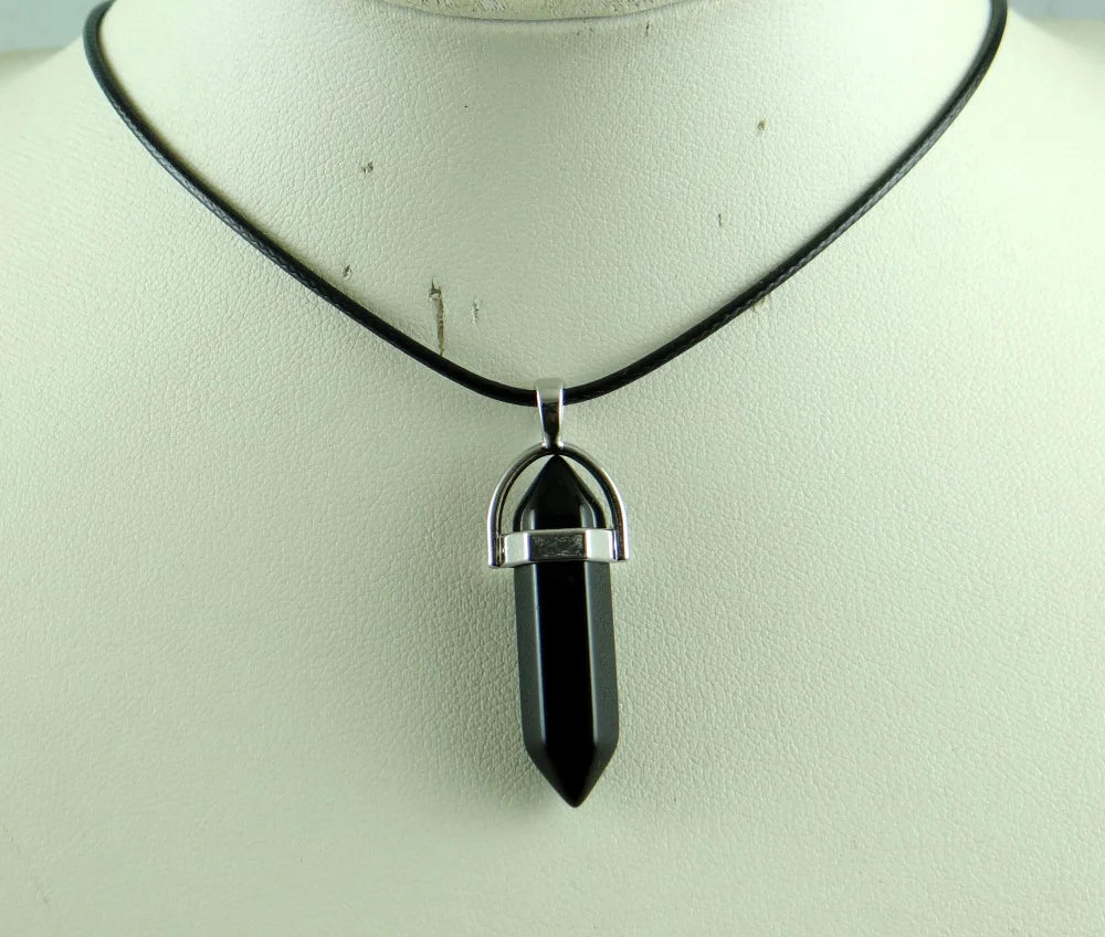 Natural stone Quartz crystal Turquoise tiger eye aventurine Hexagonal column pendulum Pendant for diy Jewelry making necklace
