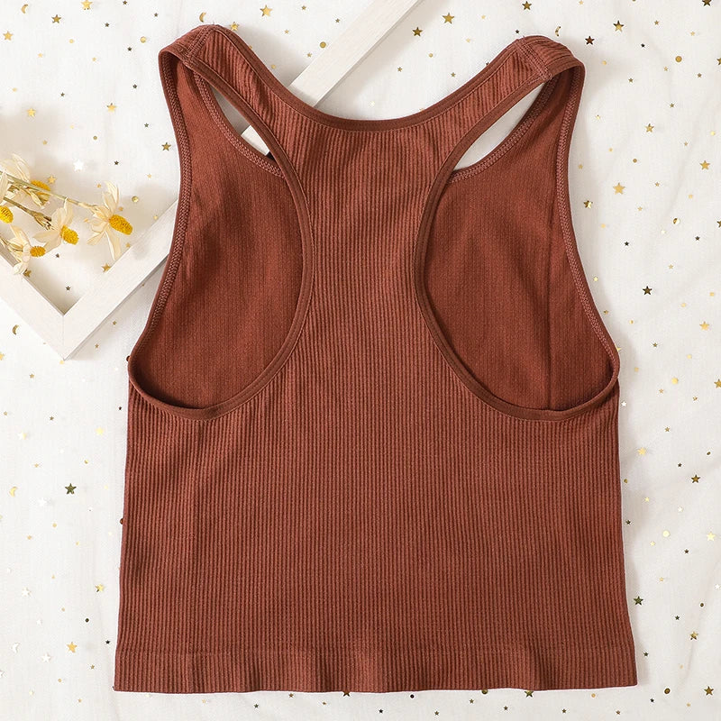 Women Tank Top Seamless Underwear Basic Sports Y-Shape Tops Sleeveless Cropped Sexy Lingerie Women Tops Summer Backless Camisole