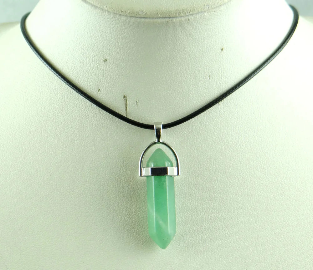 Natural stone Quartz crystal Turquoise tiger eye aventurine Hexagonal column pendulum Pendant for diy Jewelry making necklace