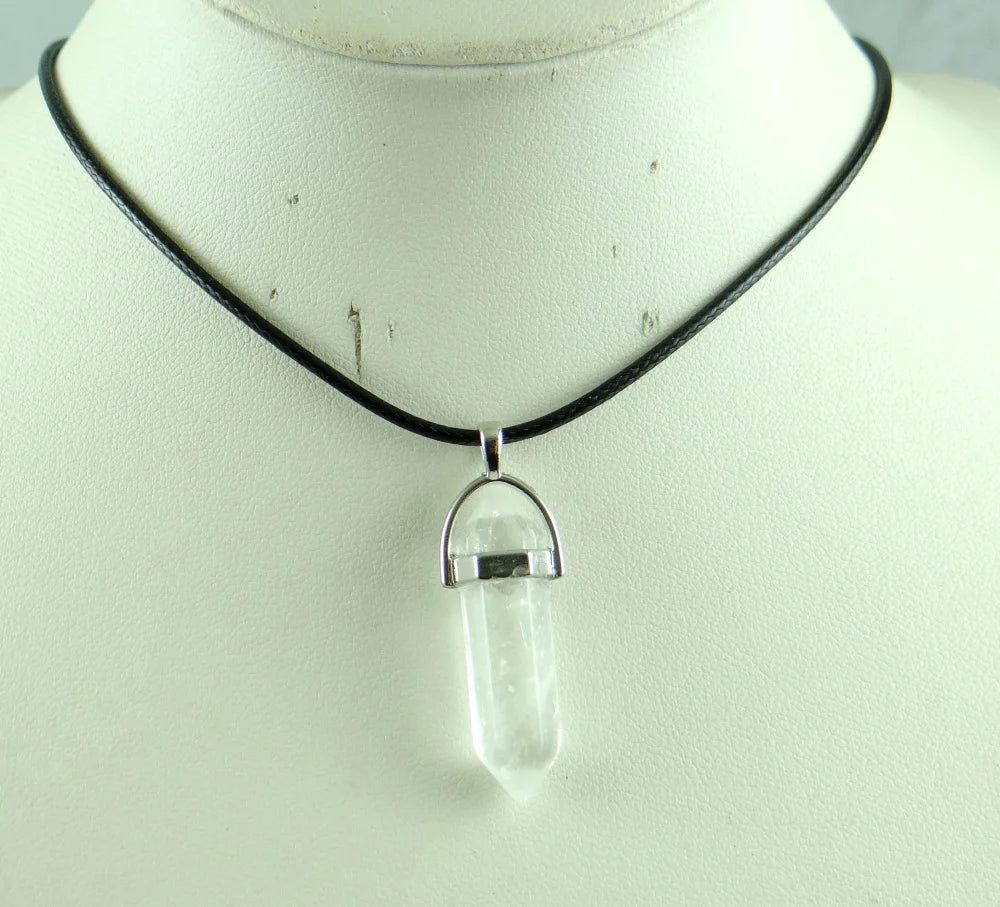 Natural stone Quartz crystal Turquoise tiger eye aventurine Hexagonal column pendulum Pendant for diy Jewelry making necklace