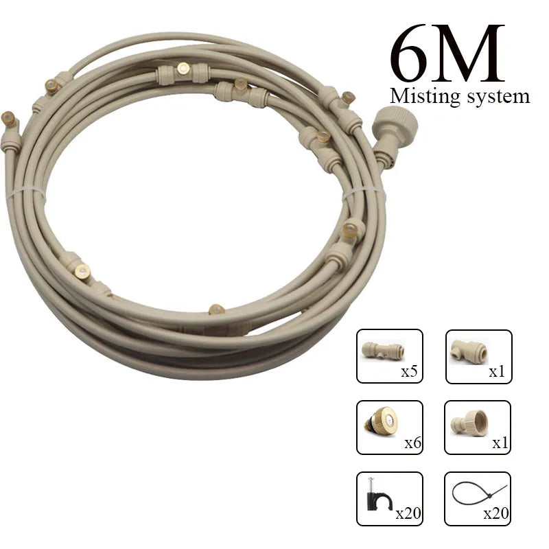 6/9/12/15/18m High Quality Cooling Water Fog Sprayer System Garden Nebulizer Outdoor Misting Kit for Greenhouse