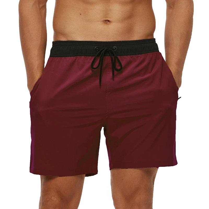 Escatch Brand 2025 Men's Stretch Swim Trunks Quick Dry Beach Shorts With Zipper Pockets and Mesh Lining