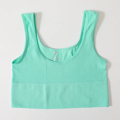 Women Tank Top Ribbed Crop Tops Female Seamless Underwear Wireless Bras Sexy Lingerie Girls Fitness Camis O-neck Sports Camisole