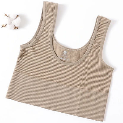 Women Tank Top Ribbed Crop Tops Female Seamless Underwear Wireless Bras Sexy Lingerie Girls Fitness Camis O-neck Sports Camisole
