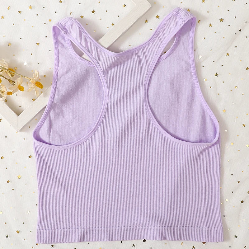 Women Tank Top Seamless Underwear Basic Sports Y-Shape Tops Sleeveless Cropped Sexy Lingerie Women Tops Summer Backless Camisole