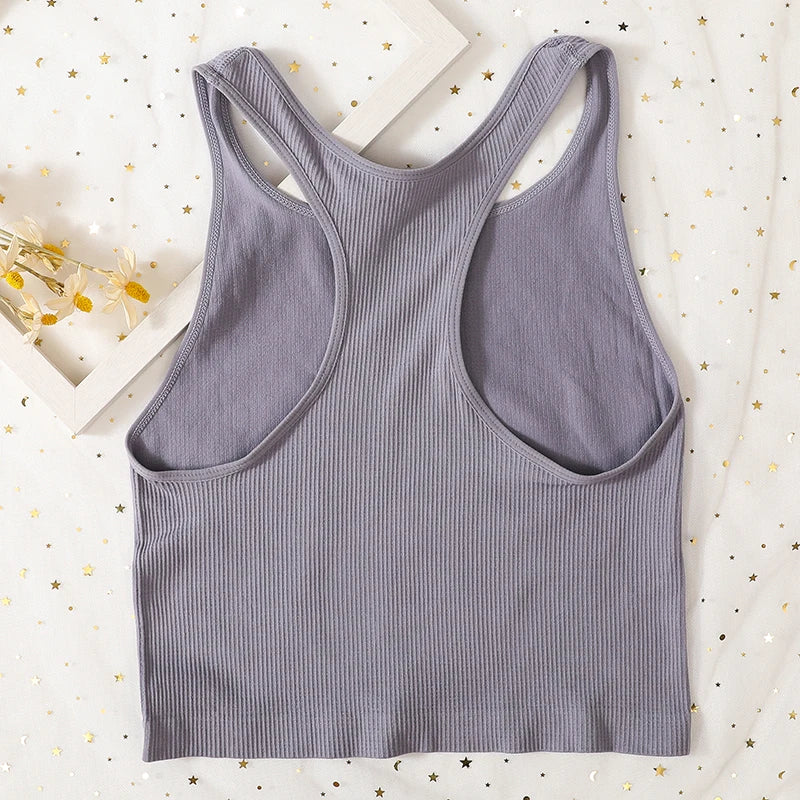 Women Tank Top Seamless Underwear Basic Sports Y-Shape Tops Sleeveless Cropped Sexy Lingerie Women Tops Summer Backless Camisole