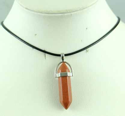Natural stone Quartz crystal Turquoise tiger eye aventurine Hexagonal column pendulum Pendant for diy Jewelry making necklace