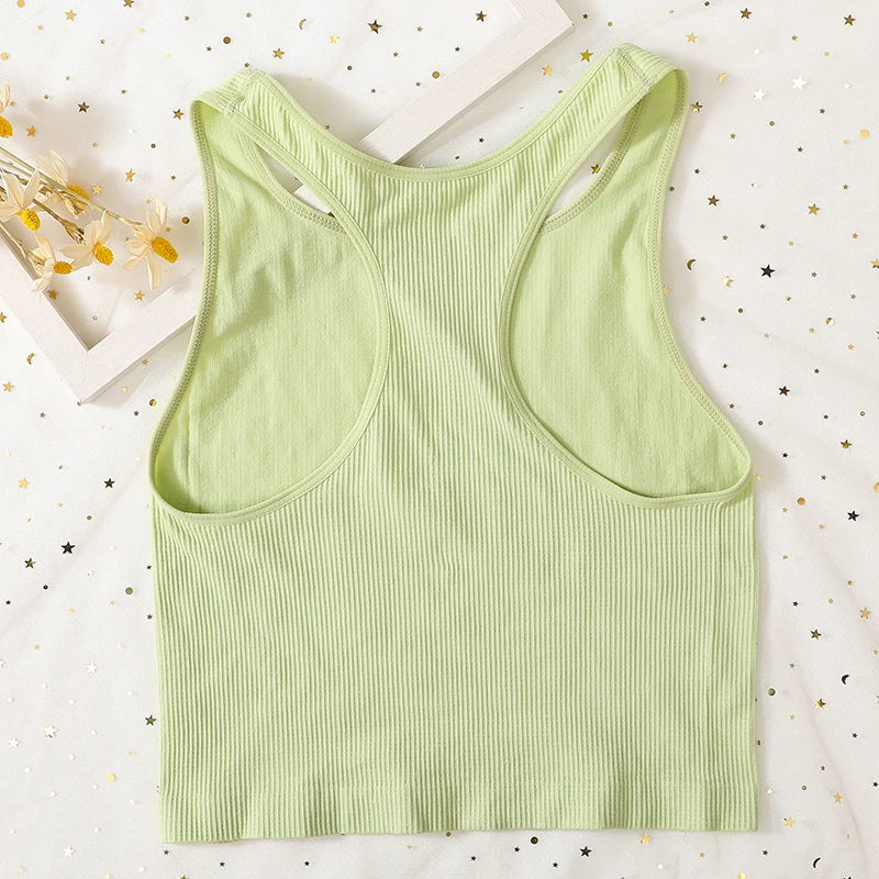 Women Tank Top Seamless Underwear Basic Sports Y-Shape Tops Sleeveless Cropped Sexy Lingerie Women Tops Summer Backless Camisole