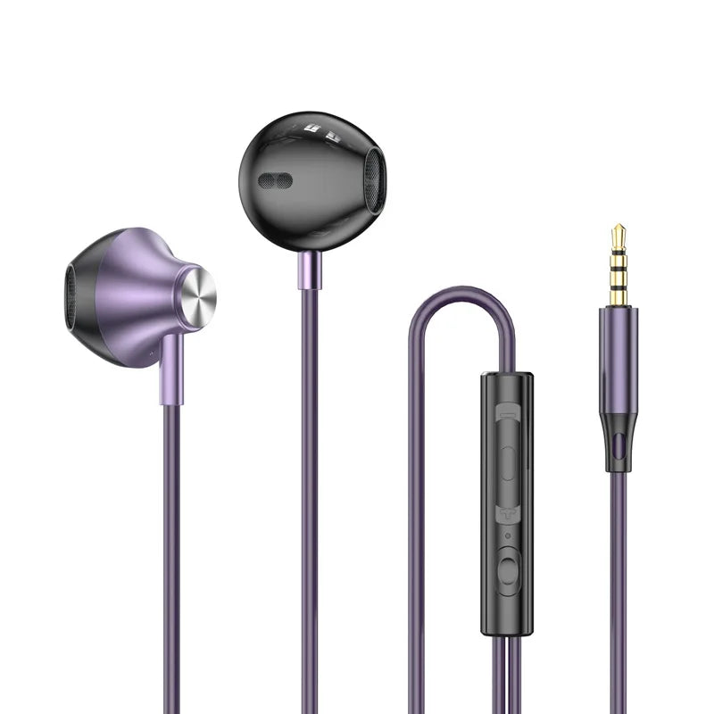 For Samsung Headphones HiFi Surround Sound In-ear USB Type C 3.5mm With wire control Wired Earplugs For Galaxy S24 S23 S22 Ultra shown in purple and black design with inline controls and 3.5mm audio jack.