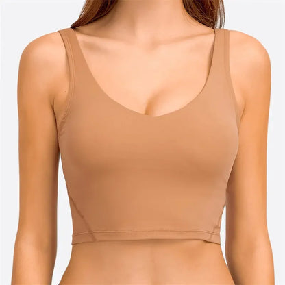 Nepoagym PASSION Tank Top with Shelf Built In Bra Crop Top with Removable Padding Longline Sports Bra for Yoga Gym