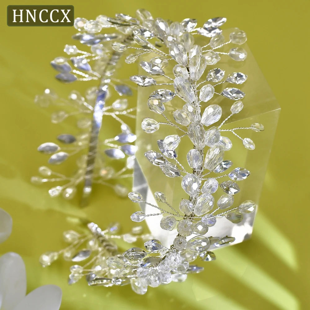 HNCCX Silver Color Alloy Leaves Hair Accessories For Elegant Girls Bride Wedding Hair Jewelry Pearl Headpieces Gift CP603