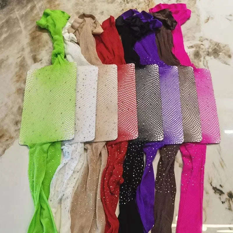 Summer Children's Tight Fitting Pantyhose Baby's Cute Sparkling Fishnet Diamond Pants Hollow Latin Dance Leggings Girl's Gift