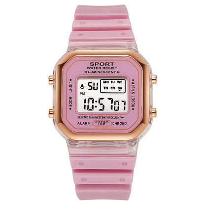 Fashion Brand Student Transparent Electronic Watch Candy Multicolor LED Ladies Sports Waterproof Wirstwatch Clock Gift relógio