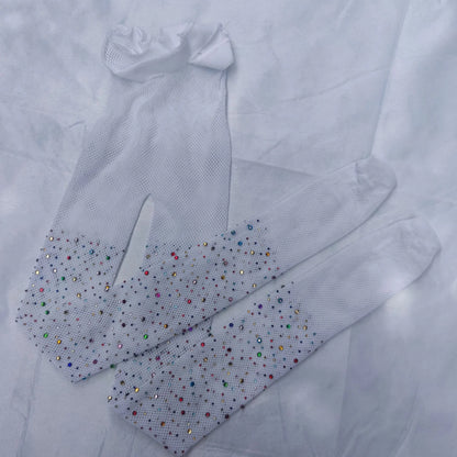 Summer Children's Tight Fitting Pantyhose Baby's Cute Sparkling Fishnet Diamond Pants Hollow Latin Dance Leggings Girl's Gift