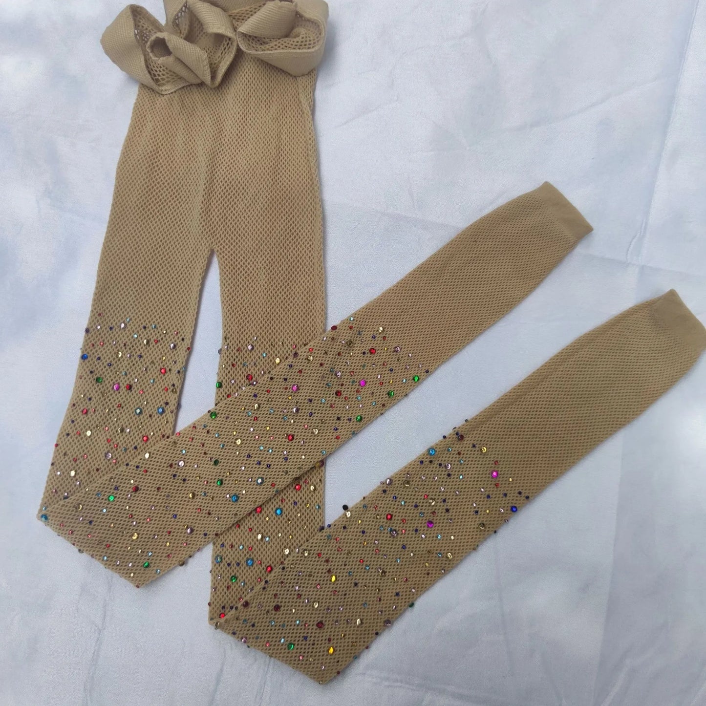Summer Children's Tight Fitting Pantyhose Baby's Cute Sparkling Fishnet Diamond Pants Hollow Latin Dance Leggings Girl's Gift