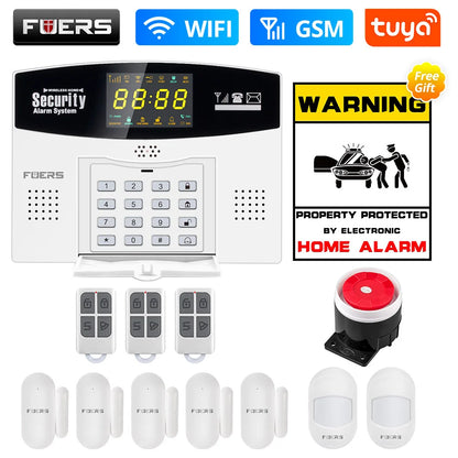 Fuers Tuya Smart WIFI 4G 2G GSM Alarm System Burglar Alarm 433MHZ Wireless Wired Security Zone Link Alexa Google Motion Sensor