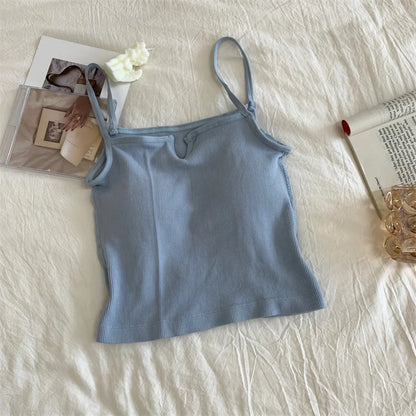 Sexy Solid Color Camisole Underwear Sleeveless For Women Summer Tube Tops Black Girls Soft Bustier Lingerie Tank V-neck Top Vest