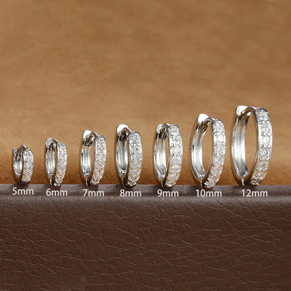 1Pair Stainless Steel Huggie Minimal Hoop Earrings Little Crystal Zirconia Thin Helix Tragus Cartilage Earrings Piercing Jewelry