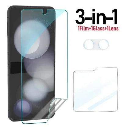 Flip 7 Full Coverage Inner Hydrogel Film for Samsung Galaxy Z Flip 7 Flip 6 5 Tempered Glass Screen Protectors Camera Lens Films