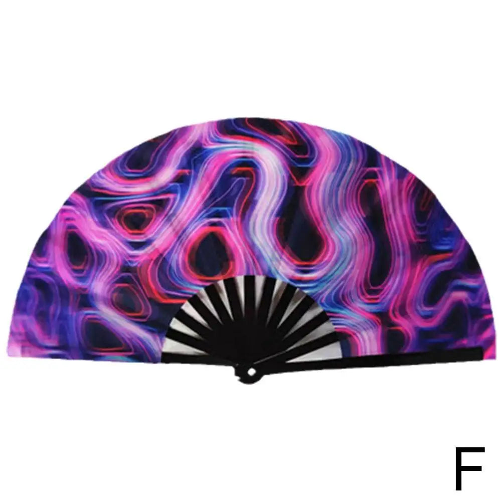 33cm Large Folding Hand Rave Fan Chinease/Japanese Gradient Colorful Reflective Foldable Fan Music Festival Fan Dance Fan Gifts
