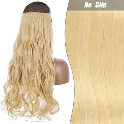 No Clips Natural Hair Extension Synthatic Artificial Long Straight Hairpiece Blonde Black Mixed Color False Hair Piece For Women