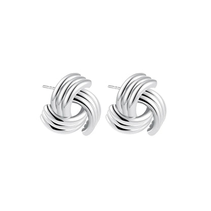 Trendy Stainless Steel Multilayer Circle Twist Knot Earrings for Women Texture Mixed Color Gold Plated Statement Earring Bijoux
