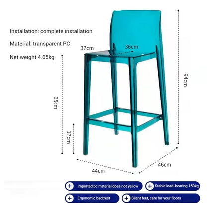 High Dining Bar Chairs Office Nordic Accent Velvet Bar Stools Luxury Transparent Acrylic Design Banqueta Home Furniture HBBC