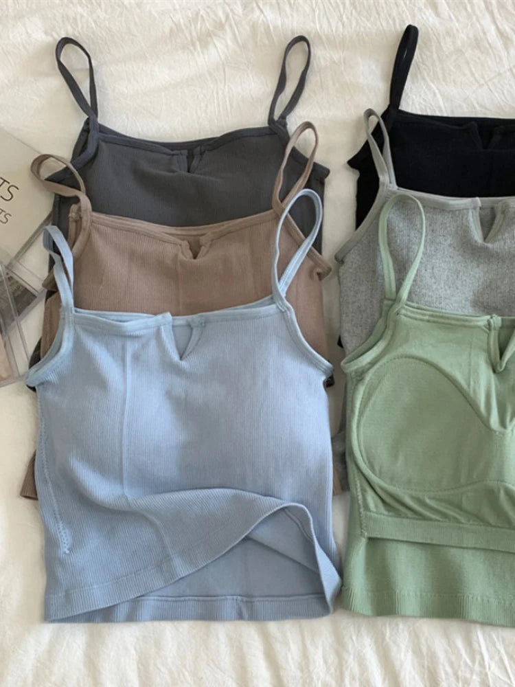 Sexy Solid Color Camisole Underwear Sleeveless For Women Summer Tube Tops Black Girls Soft Bustier Lingerie Tank V-neck Top Vest