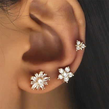 VAGZEB Bohemian NO Piercing Crystal Rhinestone Ear Cuff Wrap Stud Clip Earrings For Women Girl Trendy Earrings Jewelry Bijoux