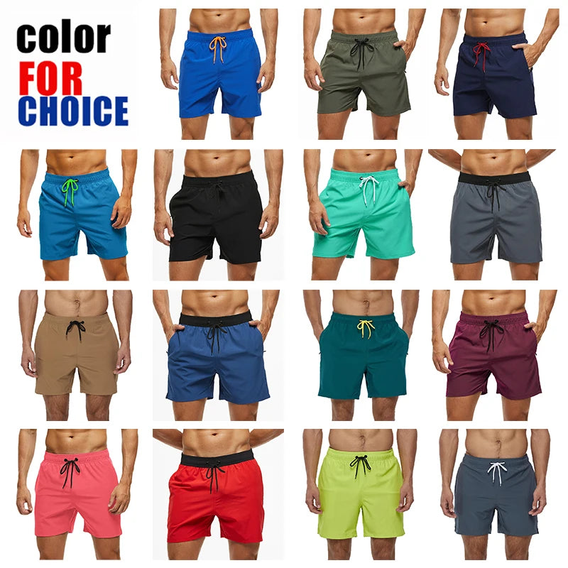 Escatch Brand 2025 Men's Stretch Swim Trunks Quick Dry Beach Shorts With Zipper Pockets and Mesh Lining