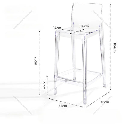 High Dining Bar Chairs Office Nordic Accent Velvet Bar Stools Luxury Transparent Acrylic Design Banqueta Home Furniture HBBC