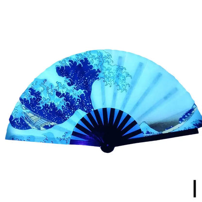 33cm Large Folding Hand Rave Fan Chinease/Japanese Gradient Colorful Reflective Foldable Fan Music Festival Fan Dance Fan Gifts