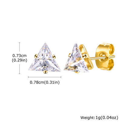 Men Stud Earring,Triangle Pierced Crystal Zircon Stud Earrings,Stainless Steel Tiny Minimalist Studs for Mens Women Jewelry