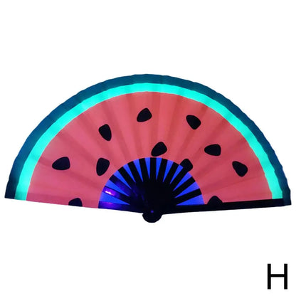 33cm Large Folding Hand Rave Fan Chinease/Japanese Gradient Colorful Reflective Foldable Fan Music Festival Fan Dance Fan Gifts
