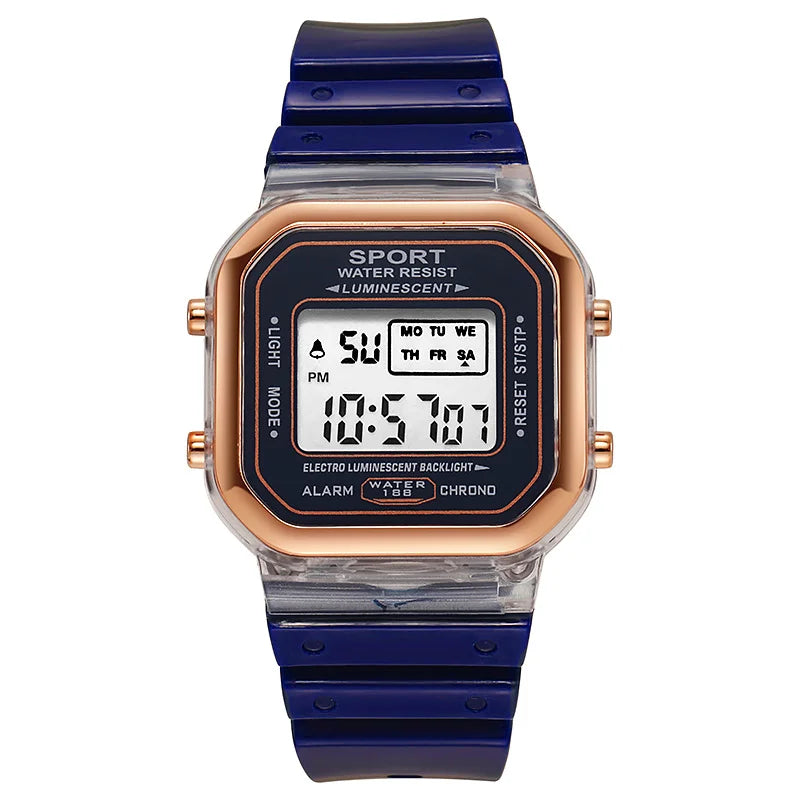 Fashion Brand Student Transparent Electronic Watch Candy Multicolor LED Ladies Sports Waterproof Wirstwatch Clock Gift relógio