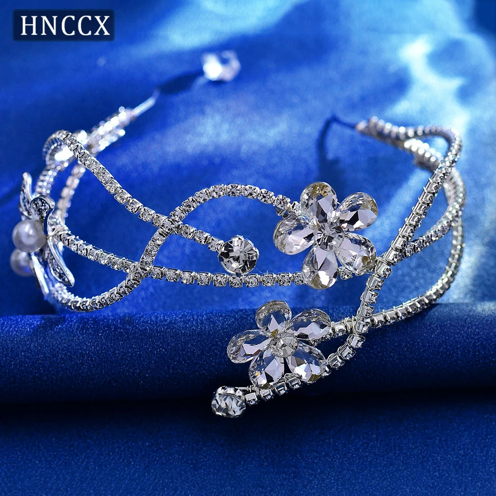 HNCCX Silver Color Alloy Leaves Hair Accessories For Elegant Girls Bride Wedding Hair Jewelry Pearl Headpieces Gift CP603